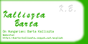 kalliszta barta business card